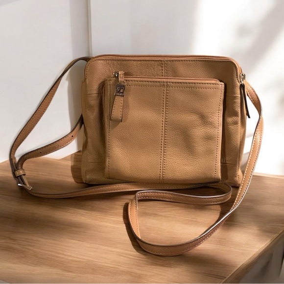 Tignanello Leather Mocha Crossbody Bag - Picture 1 of 9